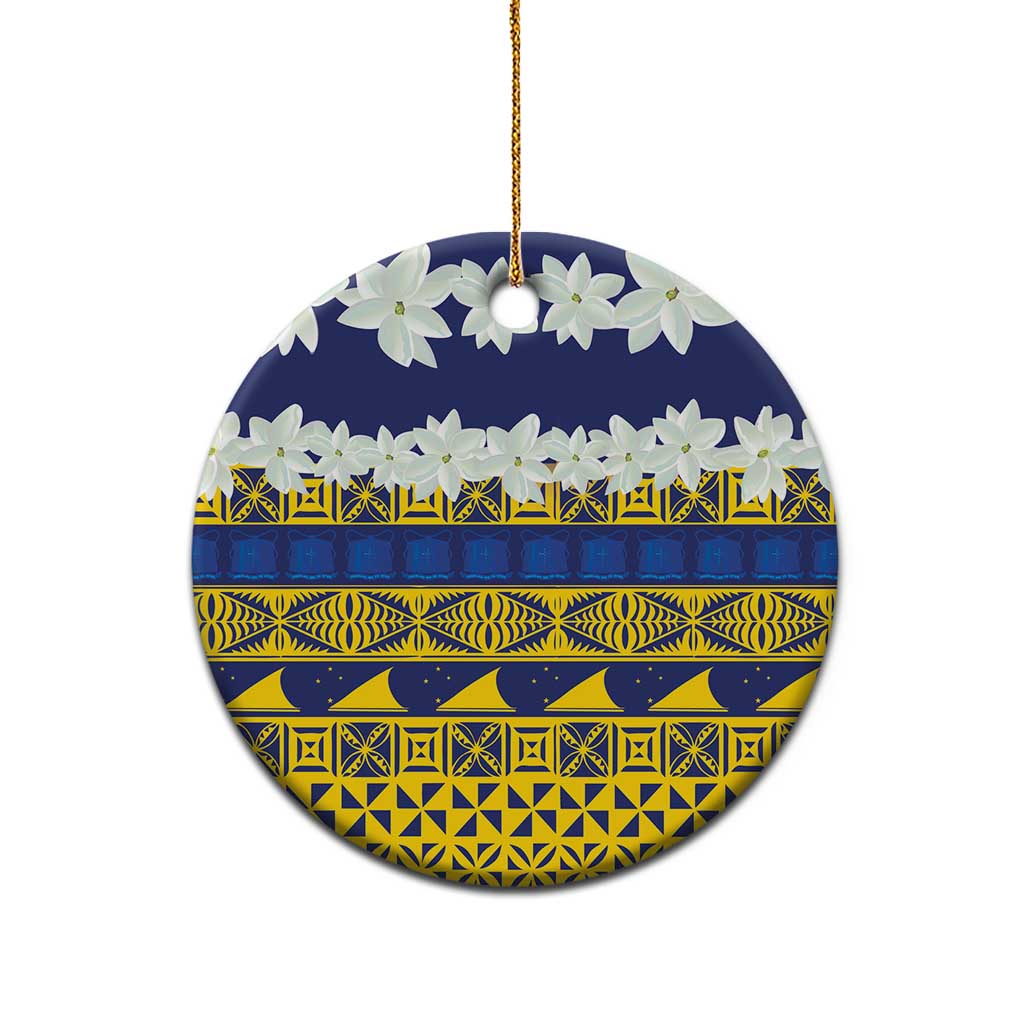 Tokelau Language Week Ceramic Ornament Tokelauan Tuluma With Gardenia Thunbergia