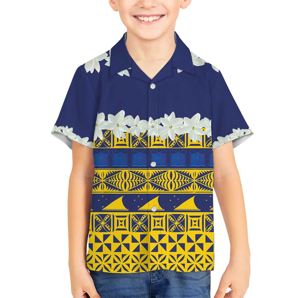 Tokelau Language Week Family Matching Off Shoulder Maxi Dress and Hawaiian Shirt Tokelauan Tuluma With Gardenia Thunbergia