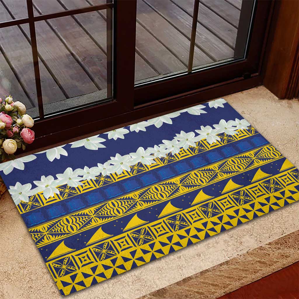 Tokelau Language Week Rubber Doormat Tokelauan Tuluma With Gardenia Thunbergia