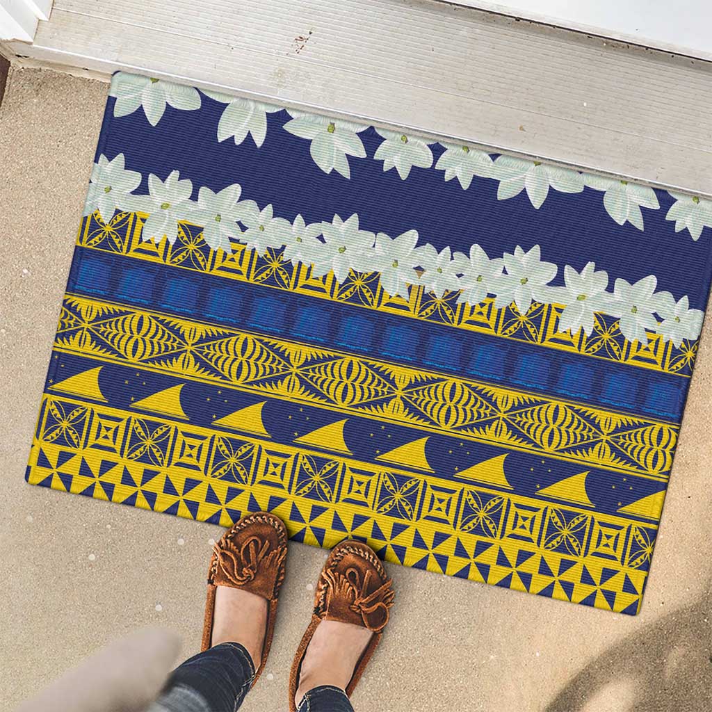 Tokelau Language Week Rubber Doormat Tokelauan Tuluma With Gardenia Thunbergia