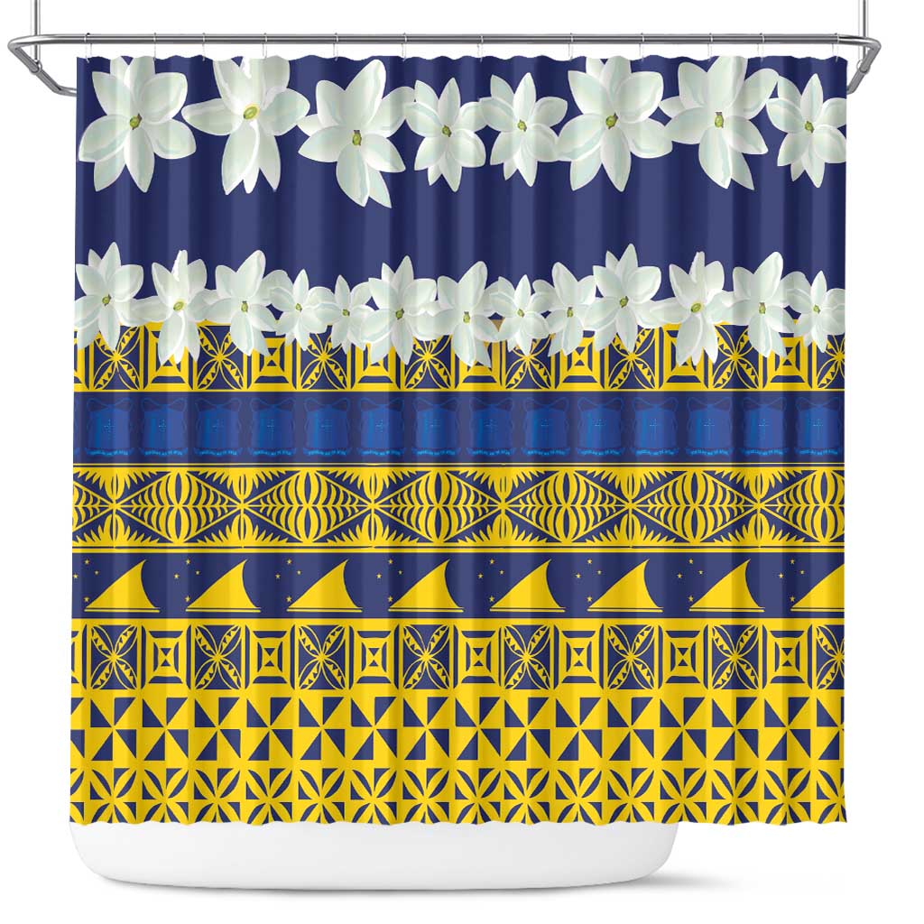 Tokelau Language Week Shower Curtain Tokelauan Tuluma With Gardenia Thunbergia