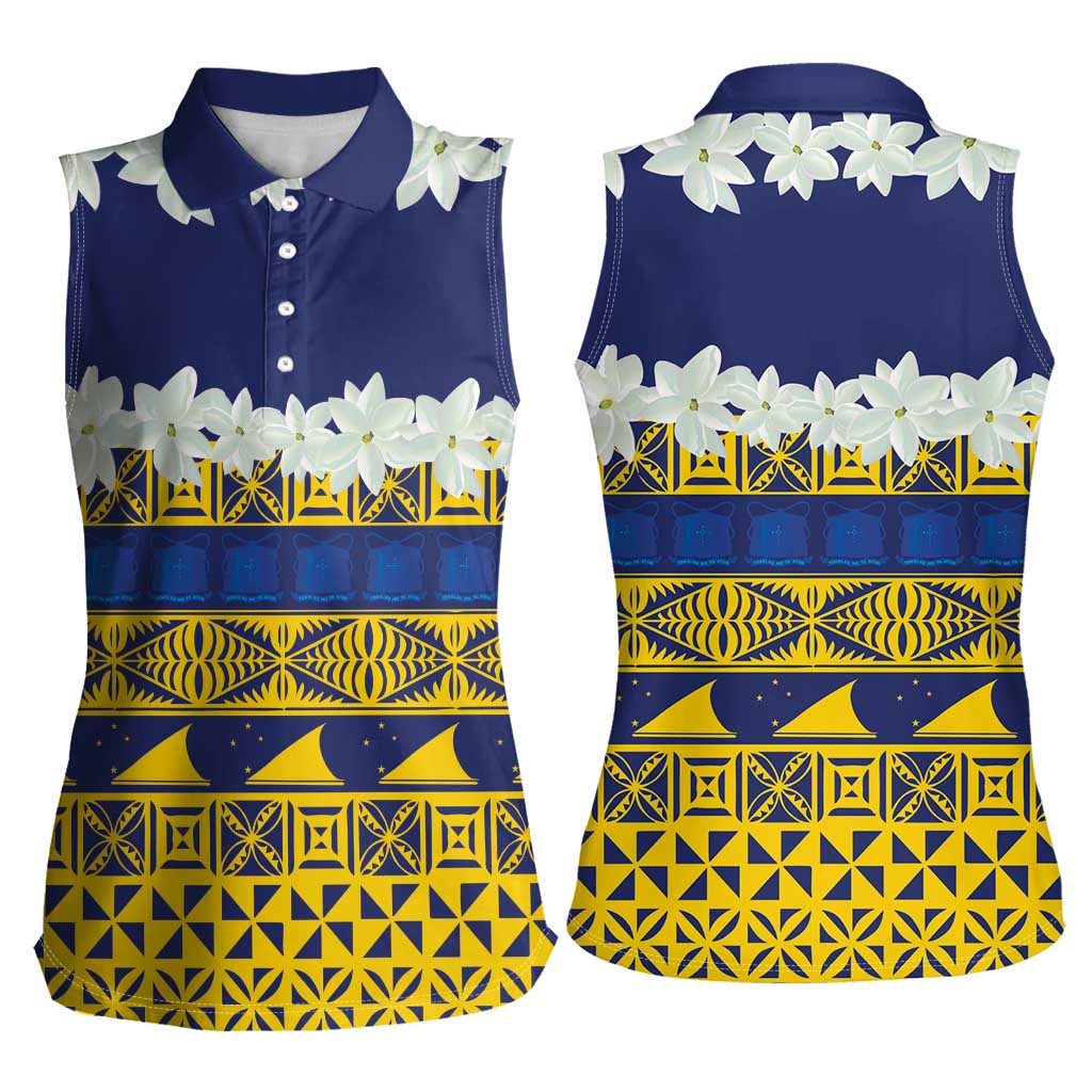 Tokelau Language Week Women Sleeveless Polo Shirt Tokelauan Tuluma With Gardenia Thunbergia