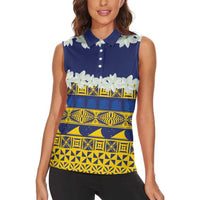 Tokelau Language Week Women Sleeveless Polo Shirt Tokelauan Tuluma With Gardenia Thunbergia