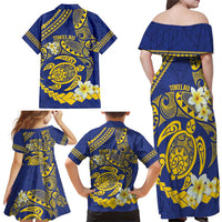 Te Vaiaho o te Gagana Tokelau Family Matching Off Shoulder Maxi Dress and Hawaiian Shirt Polynesian Turtle - Malo Ni!