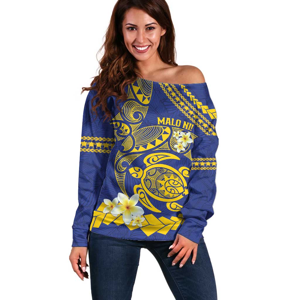 Te Vaiaho o te Gagana Tokelau Off Shoulder Sweater Polynesian Turtle - Malo Ni!