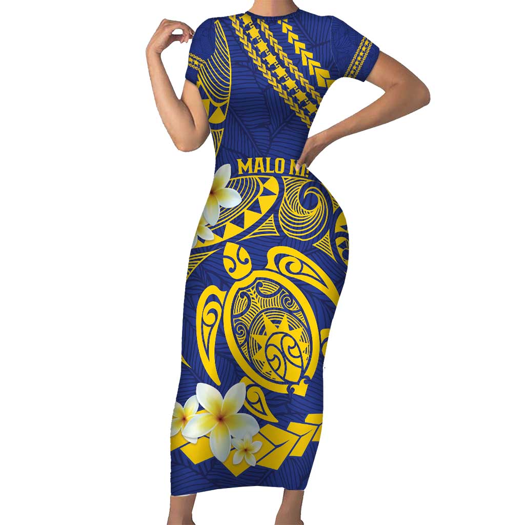 Te Vaiaho o te Gagana Tokelau Short Sleeve Bodycon Dress Polynesian Turtle - Malo Ni!