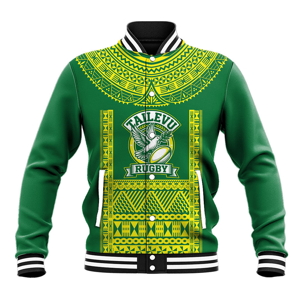 Fiji Tailevu Rugby Custom Baseball Jacket Go Champions Fijian Tapa Pattern LT14 Unisex Green - Polynesian Pride