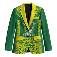 Fiji Tailevu Rugby Custom Blazer Go Champions Fijian Tapa Pattern LT14 Unisex Green - Polynesian Pride