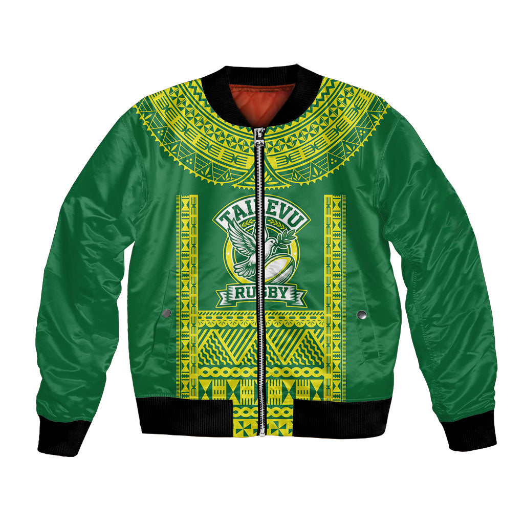 Fiji Tailevu Rugby Custom Bomber Jacket Go Champions Fijian Tapa Pattern