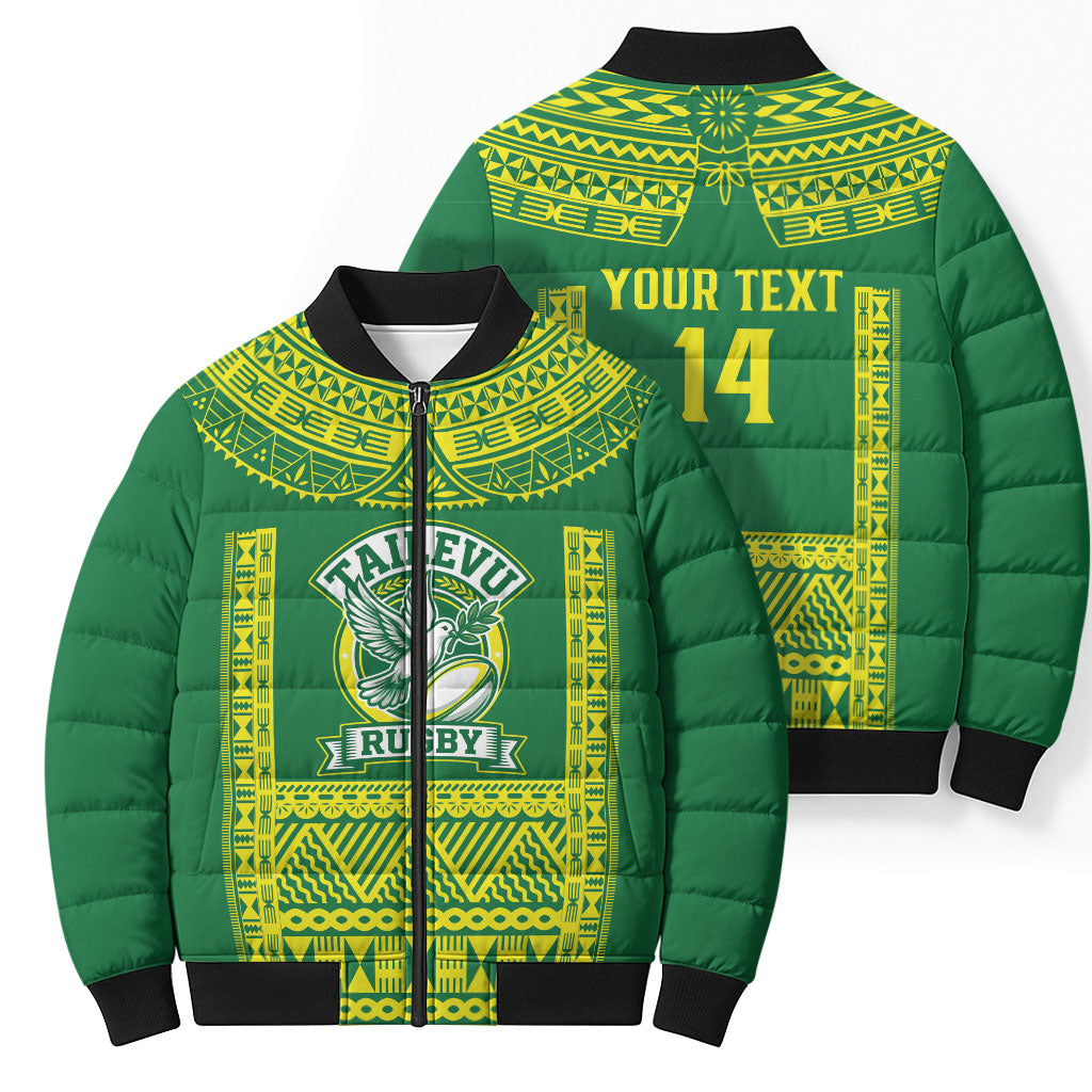 Fiji Tailevu Rugby Custom Bomber Puffer Jacket Go Champions Fijian Tapa Pattern LT14 - Polynesian Pride