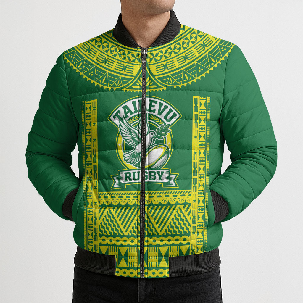 Fiji Tailevu Rugby Custom Bomber Puffer Jacket Go Champions Fijian Tapa Pattern LT14 - Polynesian Pride