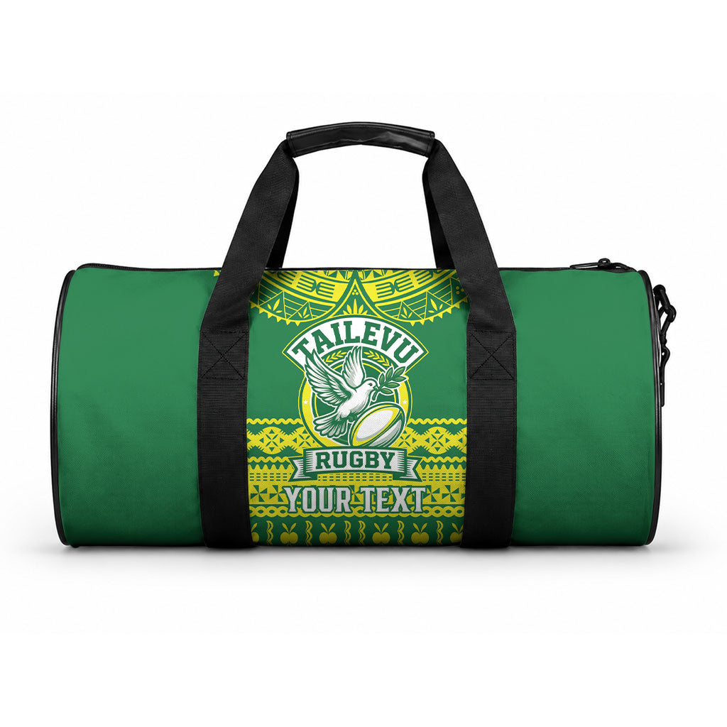 Fiji Tailevu Rugby Custom Duffle Bag Go Champions Fijian Tapa Pattern LT14 One size Green - Polynesian Pride