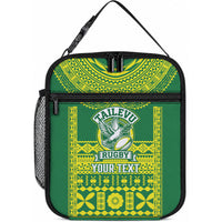 Fiji Tailevu Rugby Custom Lunch Bag Go Champions Fijian Tapa Pattern LT14 10.2 × 8.3 × 4.3 inch Green - Polynesian Pride
