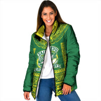 Fiji Tailevu Rugby Custom Padded Jacket Go Champions Fijian Tapa Pattern LT14 Women Green - Polynesian Pride