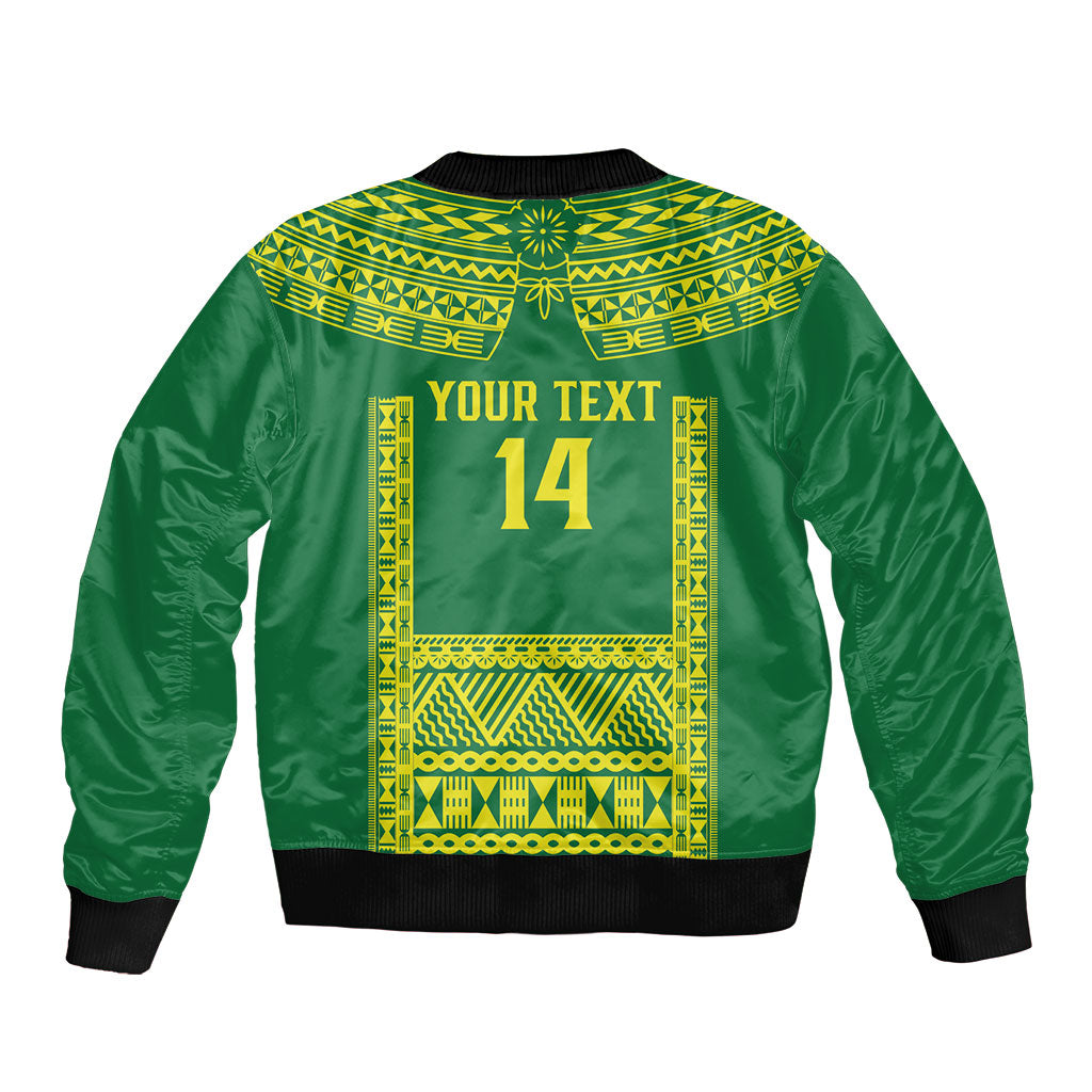Fiji Tailevu Rugby Custom Sleeve Zip Bomber Jacket Go Champions Fijian Tapa Pattern LT14 - Polynesian Pride