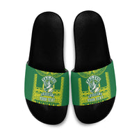 Fiji Tailevu Rugby Custom Slide Sandals Go Champions Fijian Tapa Pattern LT14 Green - Polynesian Pride