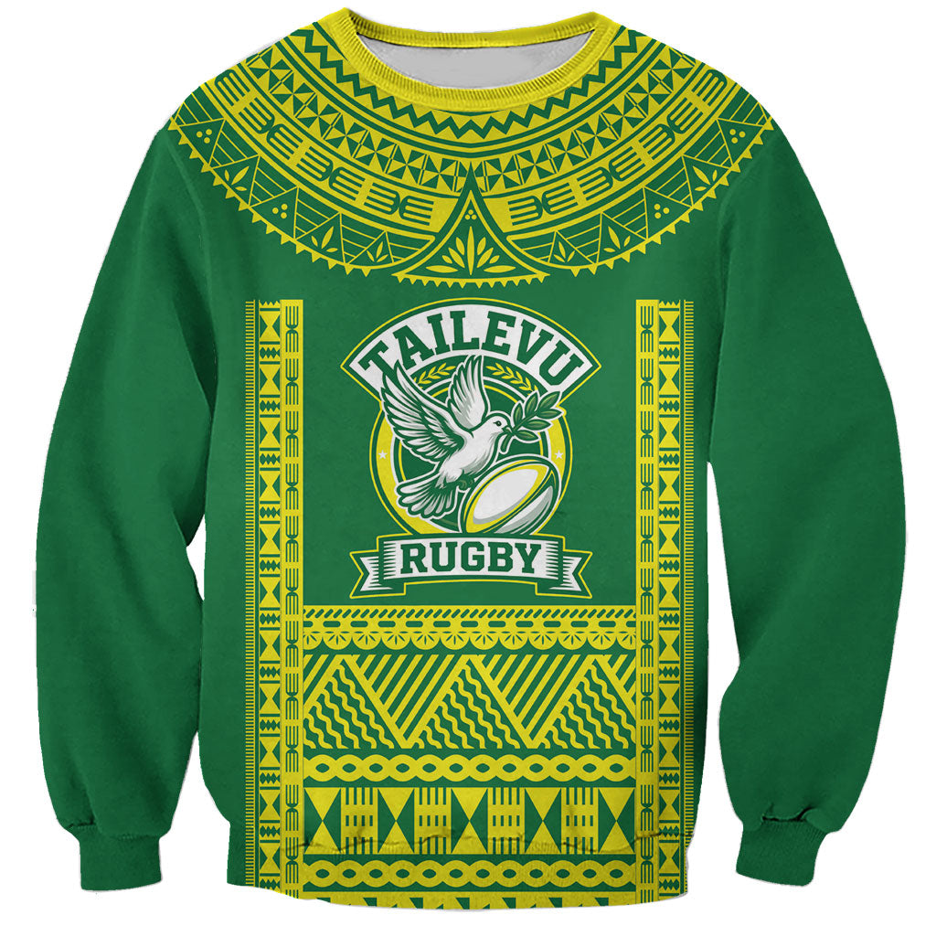 Fiji Tailevu Rugby Custom Sweatshirt Go Champions Fijian Tapa Pattern LT14 Unisex Green - Polynesian Pride
