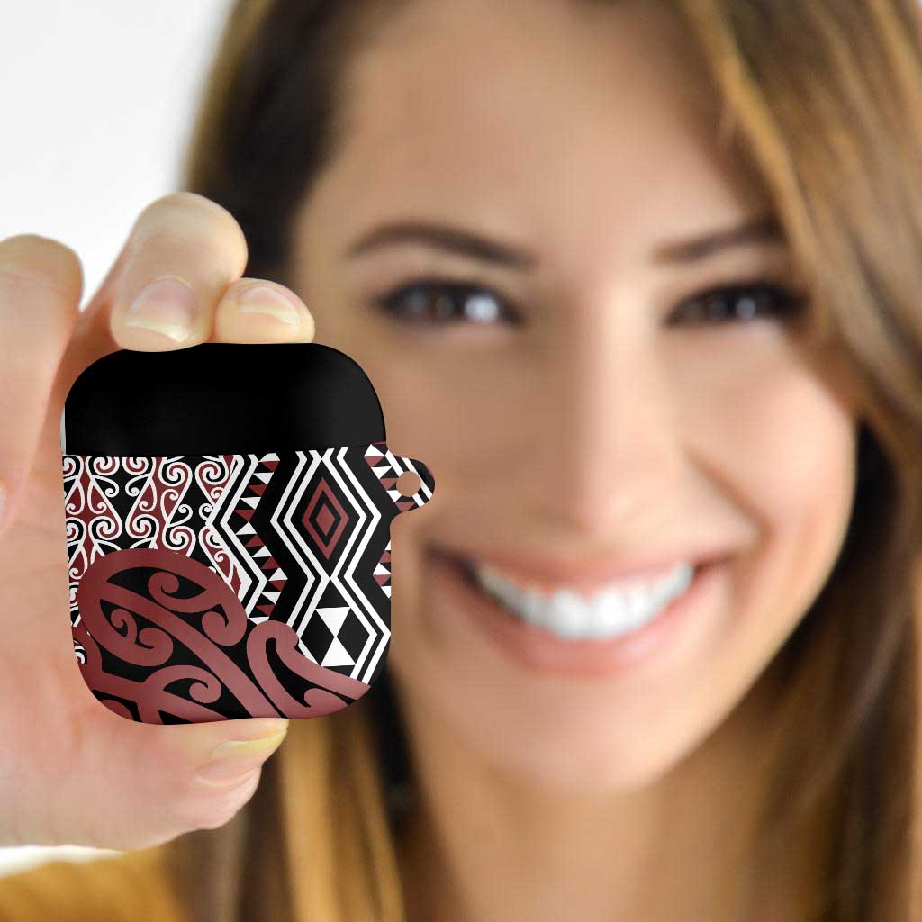 New Zealand AirPods Case Aotearoa Kowhaiwhai Mix Taniko Art - Polynesian Pride