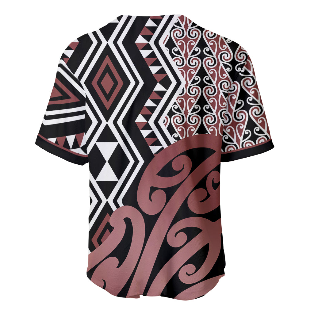 New Zealand Baseball Jersey Aotearoa Kowhaiwhai Mix Taniko Art LT14 - Polynesian Pride