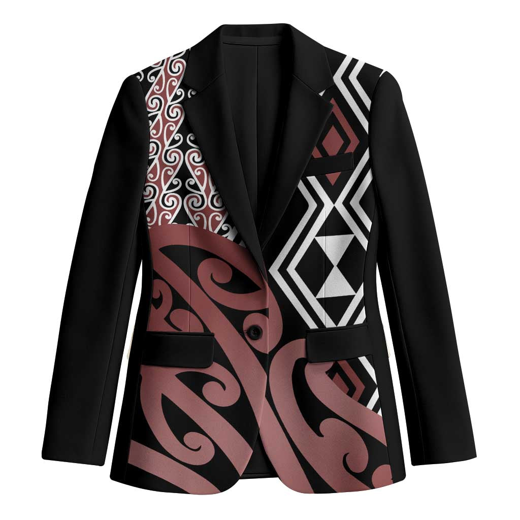 New Zealand Blazer Aotearoa Kowhaiwhai Mix Taniko Art LT14 Unisex Brown - Polynesian Pride