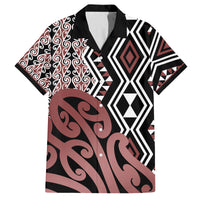 New Zealand Family Matching Puletasi Dress and Hawaiian Shirt Aotearoa Kowhaiwhai Mix Taniko Art LT14 Dad's Shirt - Short Sleeve Brown - Polynesian Pride