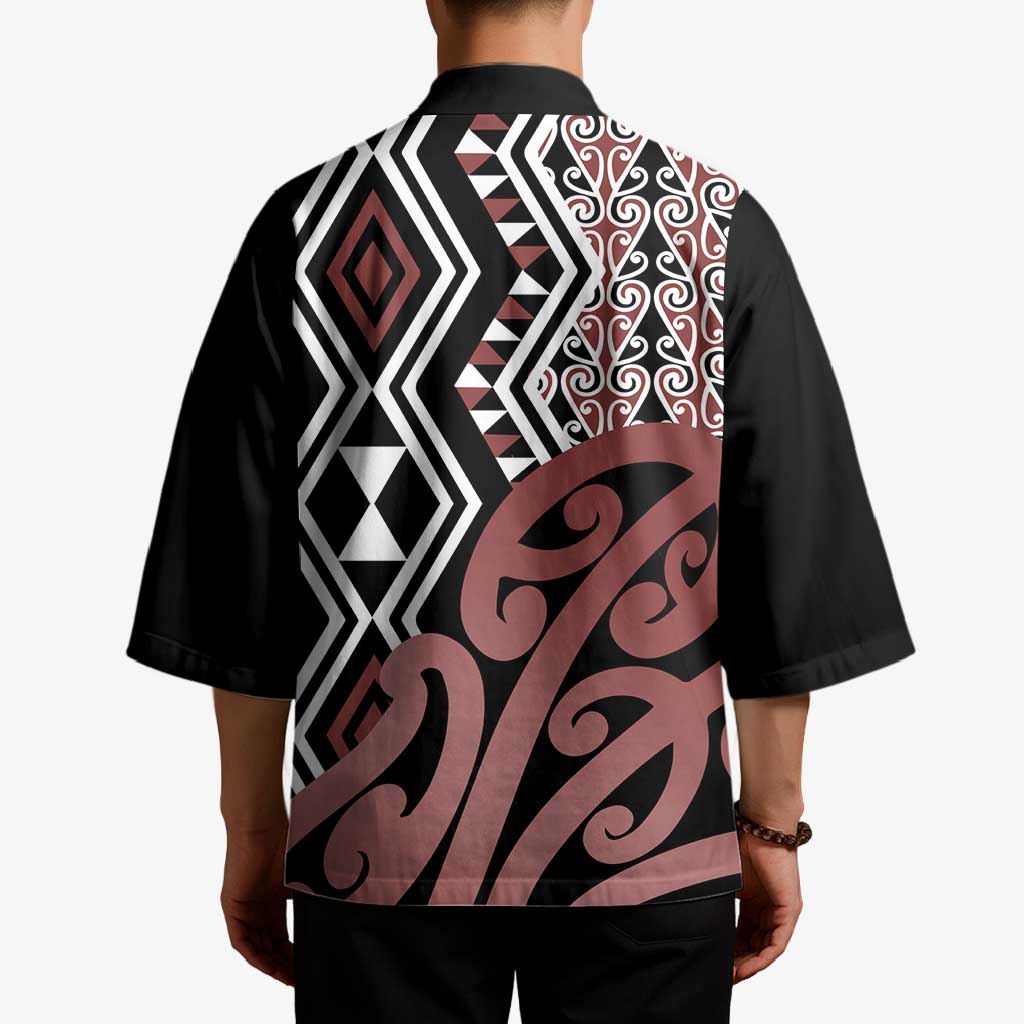 New Zealand Kimono Aotearoa Kowhaiwhai Mix Taniko Art - Polynesian Pride