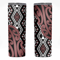 New Zealand Skinny Tumbler Aotearoa Kowhaiwhai Mix Taniko Art - Brown LT14 Brown - Polynesian Pride