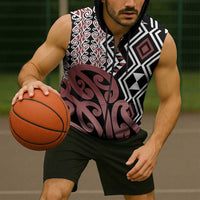 New Zealand Sleeveless Zip Hoodie Aotearoa Kowhaiwhai Mix Taniko Art LT14 - Polynesian Pride