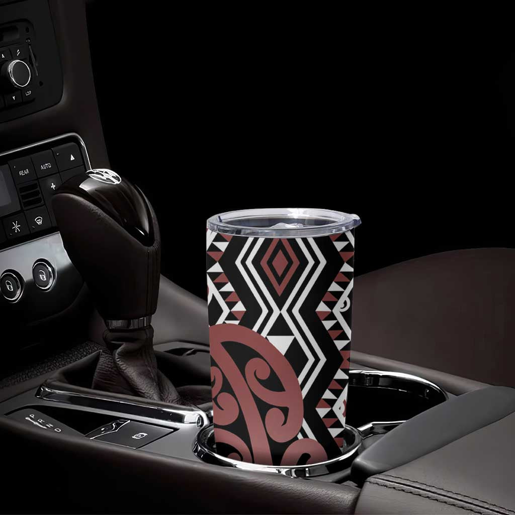 New Zealand Tumbler Cup Aotearoa Kowhaiwhai Mix Taniko Art - Brown LT14 - Polynesian Pride