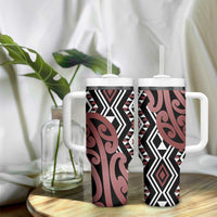 New Zealand Tumbler With Handle Aotearoa Kowhaiwhai Mix Taniko Art - Brown LT14 - Polynesian Pride