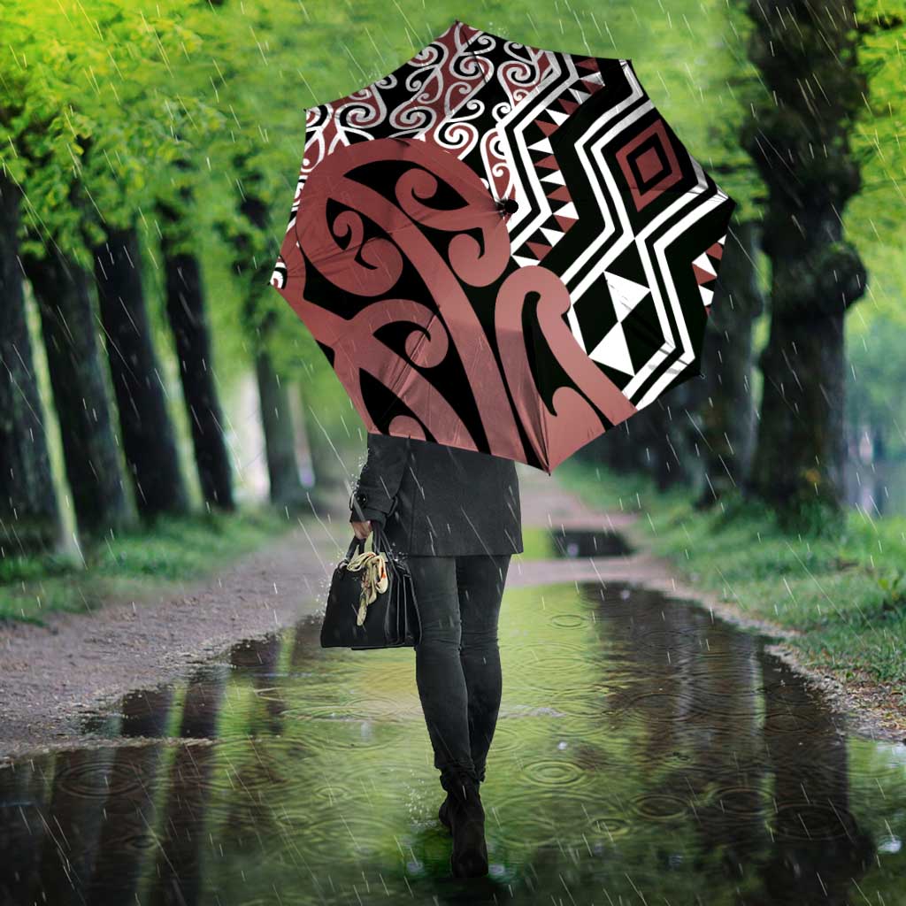 New Zealand Umbrella Aotearoa Kowhaiwhai Mix Taniko Art - Polynesian Pride