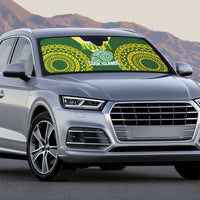 Avaiki Cook Islands Rugby Auto Sun Shade Kuki Airani Tatau Green - Polynesian Pride