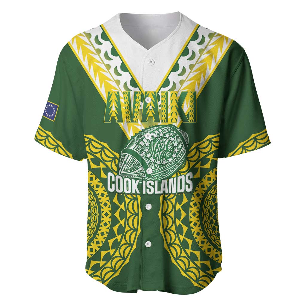 Custom Avaiki Cook Islands Rugby Baseball Jersey Kuki Airani Tatau Green - Polynesian Pride