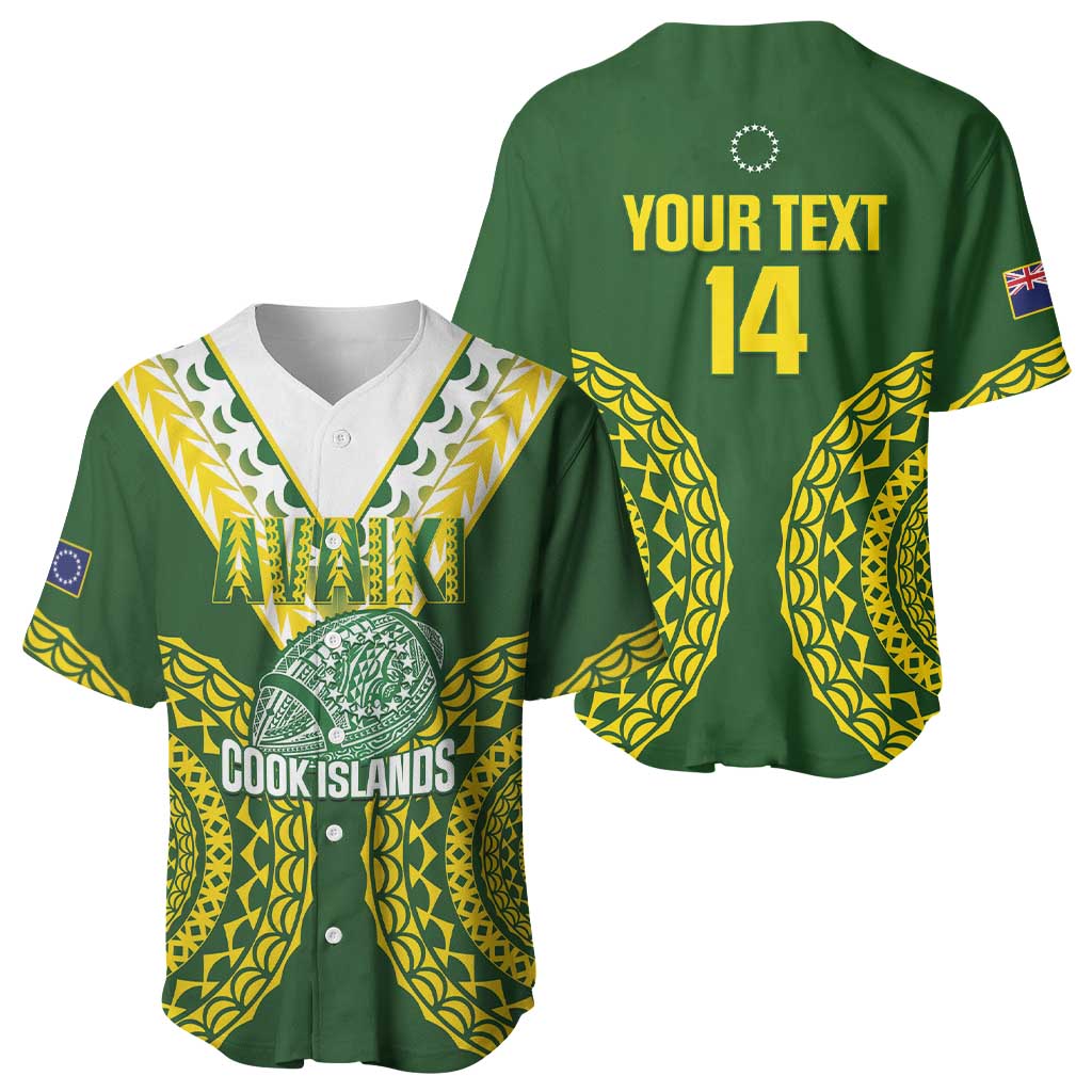 Custom Avaiki Cook Islands Rugby Baseball Jersey Kuki Airani Tatau Green - Polynesian Pride
