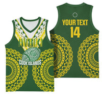 Custom Avaiki Cook Islands Rugby Basketball Jersey Kuki Airani Tatau Green LT14 - Polynesian Pride