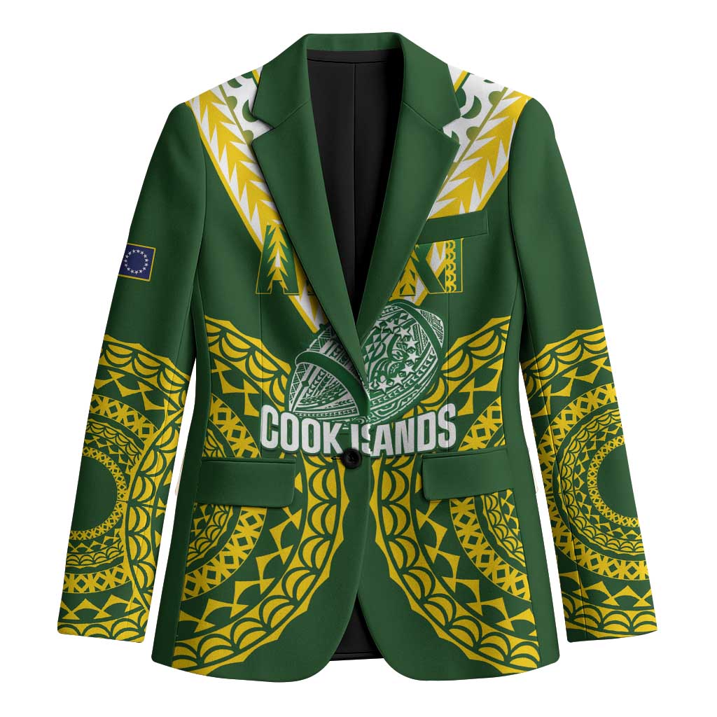 Custom Avaiki Cook Islands Rugby Blazer Kuki Airani Tatau Green - Polynesian Pride