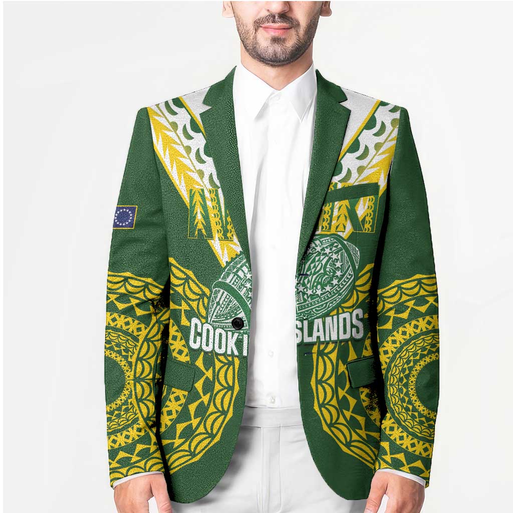 Custom Avaiki Cook Islands Rugby Blazer Kuki Airani Tatau Green - Polynesian Pride