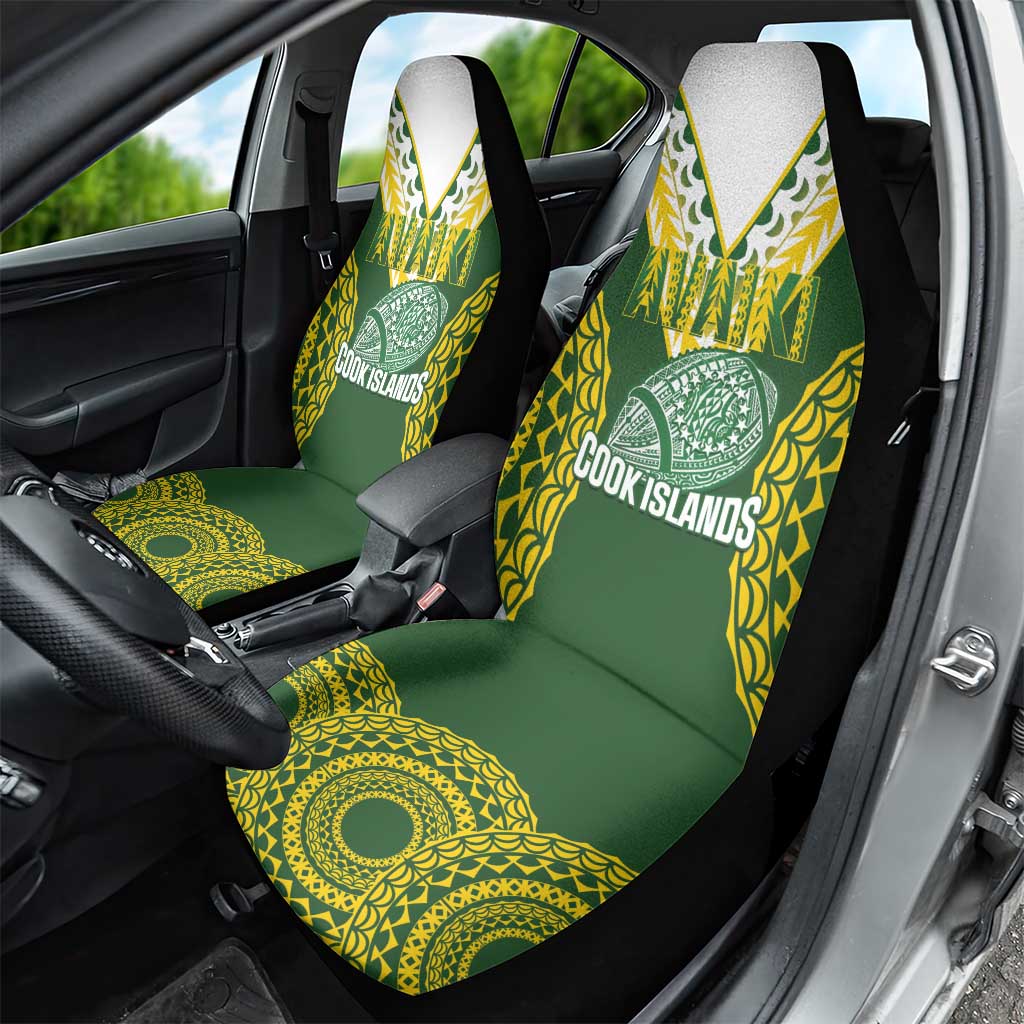 Avaiki Cook Islands Rugby Car Seat Cover Kuki Airani Tatau Green LT14 - Polynesian Pride