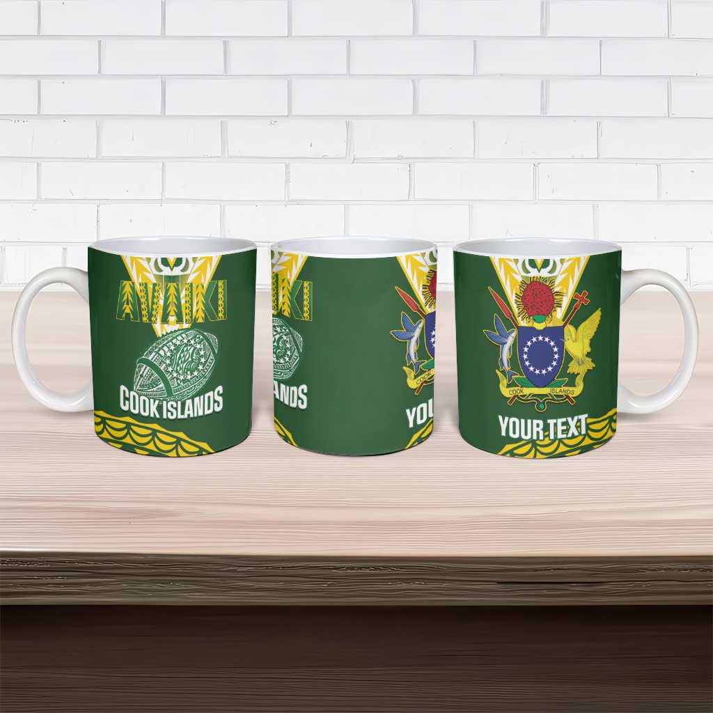 Custom Avaiki Cook Islands Rugby Ceramic Mug Kuki Airani Tatau Green - Polynesian Pride