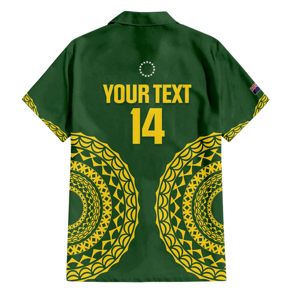 Custom Avaiki Cook Islands Rugby Family Matching Off Shoulder Maxi Dress and Hawaiian Shirt Kuki Airani Tatau Green - Polynesian Pride