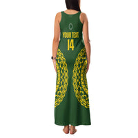 Custom Avaiki Cook Islands Rugby Family Matching Tank Maxi Dress and Hawaiian Shirt Kuki Airani Tatau Green - Polynesian Pride