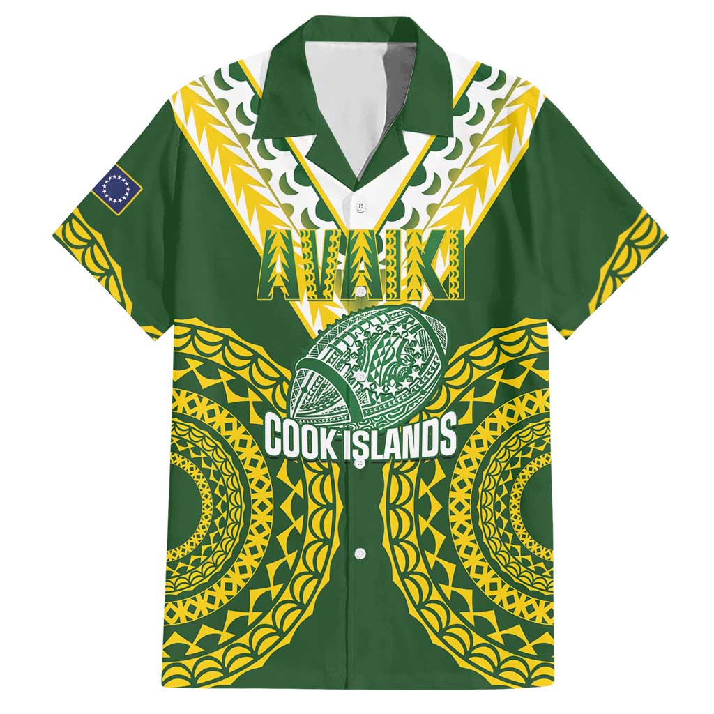 Custom Avaiki Cook Islands Rugby Hawaiian Shirt Kuki Airani Tatau Green LT14 Green - Polynesian Pride