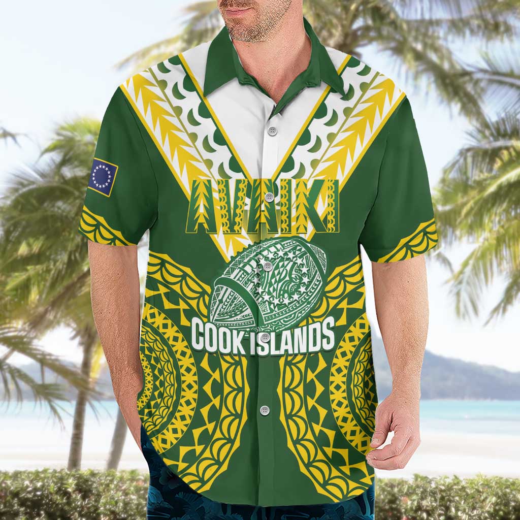 Custom Avaiki Cook Islands Rugby Hawaiian Shirt Kuki Airani Tatau Green LT14 - Polynesian Pride