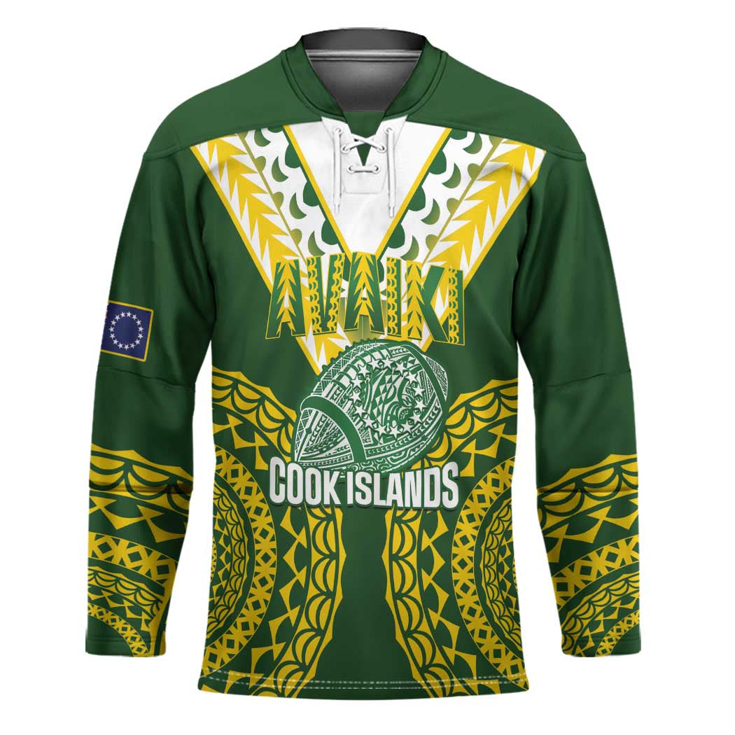 Custom Avaiki Cook Islands Rugby Hockey Jersey Kuki Airani Tatau Green LT14 Unisex Green - Polynesian Pride