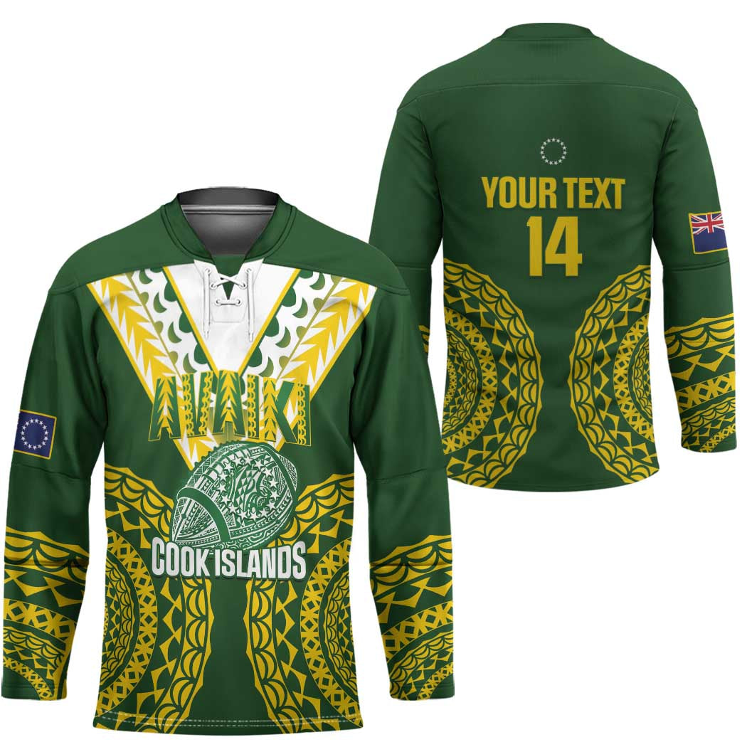 Custom Avaiki Cook Islands Rugby Hockey Jersey Kuki Airani Tatau Green LT14 - Polynesian Pride