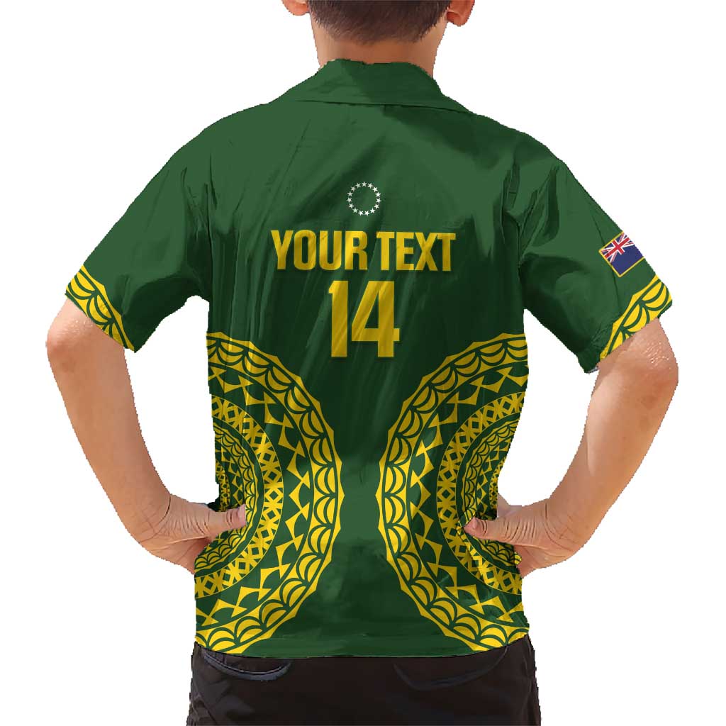 Custom Avaiki Cook Islands Rugby Kid Hawaiian Shirt Kuki Airani Tatau Green LT14 - Polynesian Pride