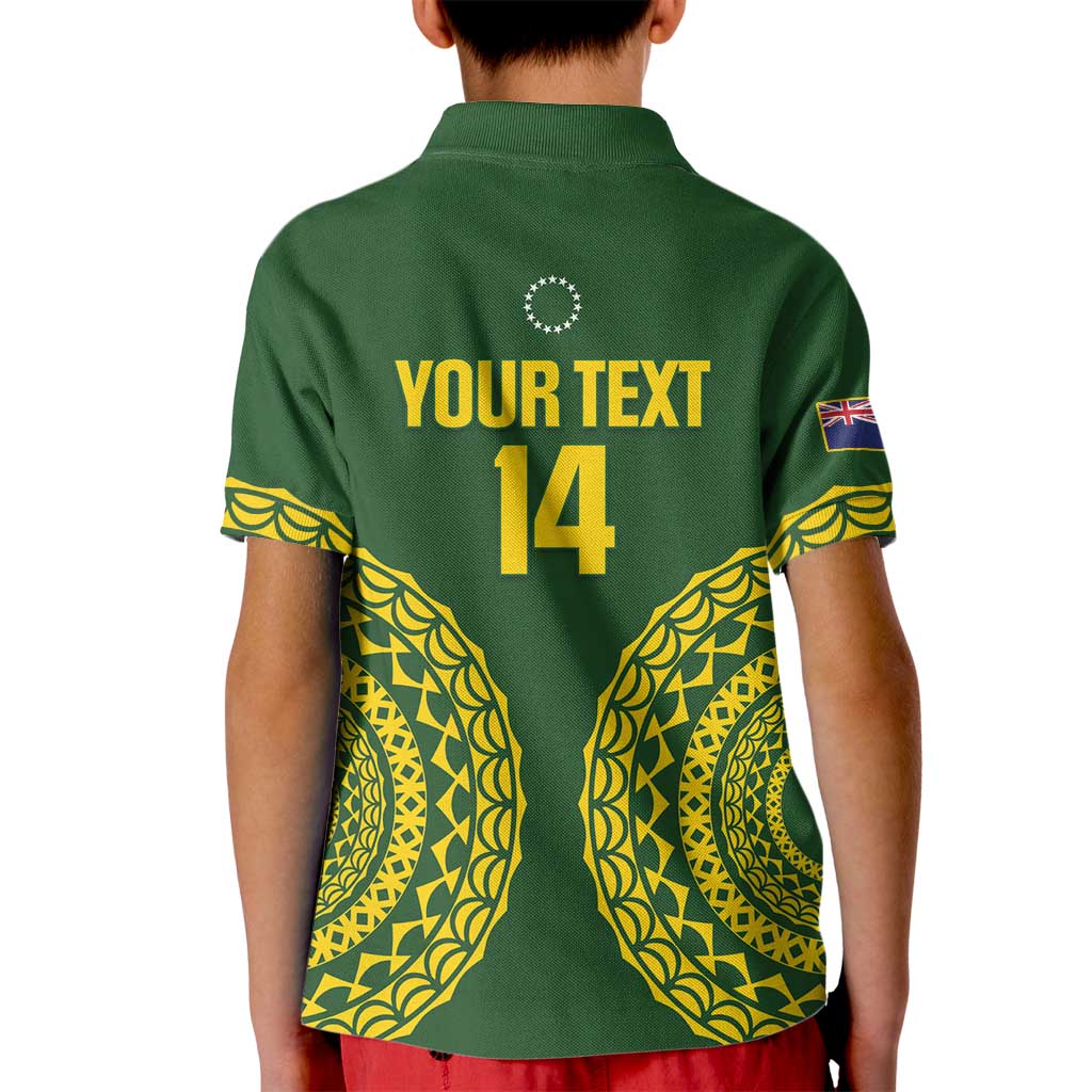 Custom Avaiki Cook Islands Rugby Kid Polo Shirt Kuki Airani Tatau Green LT14 - Polynesian Pride