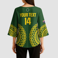 Custom Avaiki Cook Islands Rugby Kimono Sleeve Blouse Kuki Airani Tatau Green - Polynesian Pride