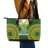 Avaiki Cook Islands Rugby Leather Tote Bag Kuki Airani Tatau Green - Polynesian Pride