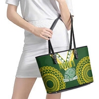 Avaiki Cook Islands Rugby Leather Tote Bag Kuki Airani Tatau Green - Polynesian Pride
